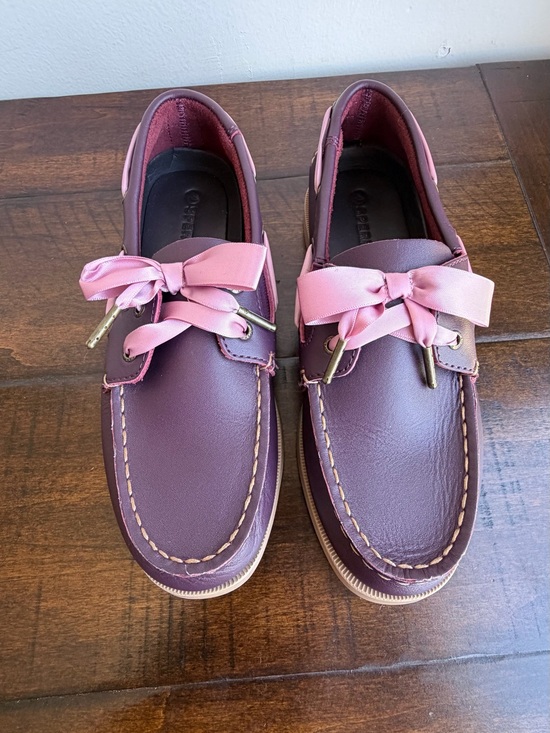 Sperry Other - Sperry Kids Authentic Original Boat Shoes Fig Burgundy Pink Ribbon Youth 5M